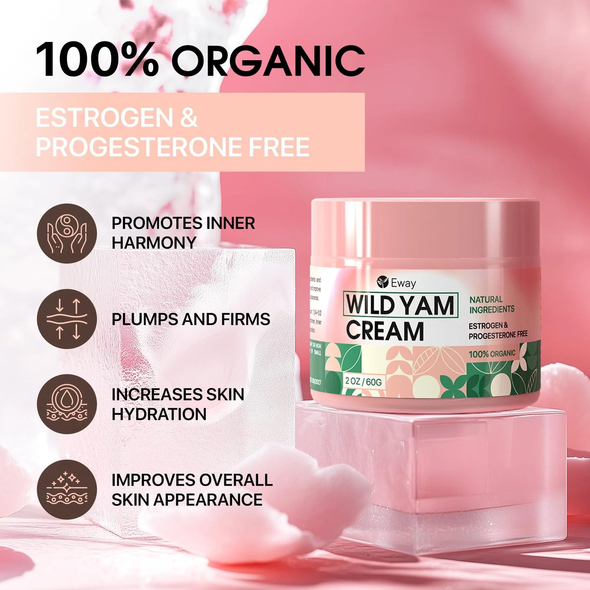 Wild Yam Cream for Hormone Balance Deep Moisturizing 2 OZ Hormone Support