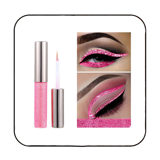 Glitter Liquid Eyeliner Shimmer Eye Liner Metallic Cosplay Eyeshadow Cosmetics for Women and Girls Pack of 1 (B-Pink)