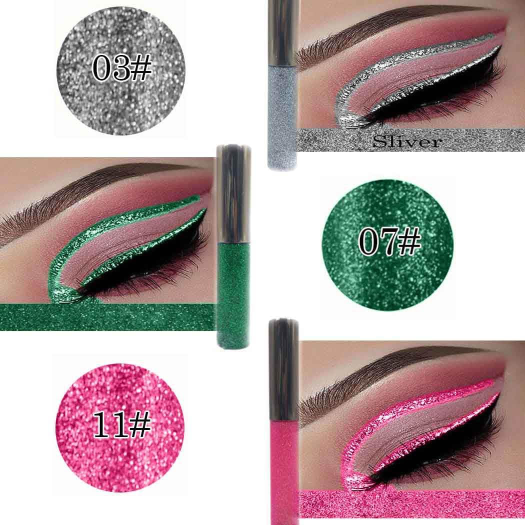 Glitter Liquid Eyeliner Shimmer Eye Liner Metallic Cosplay Eyeshadow Cosmetics for Women and Girls Pack of 1 (B-Pink)