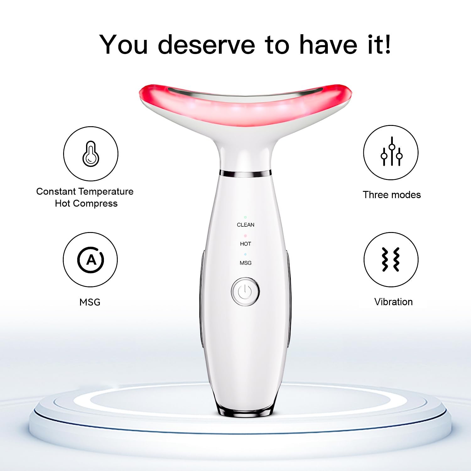 Neck Face Beauty Device, Skin Care Face Massage,3 in 1 Facial Massager, Face Sculpting Tool with Thermals, Vibration (White)